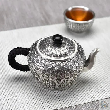 Théière argent pur motif canné et cigale | Théières à la folie